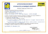 ATTESTATION DE DROIT D'USAGE DE LA MARQUE HANDIBAT 2016